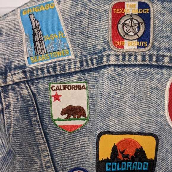 Vintage Denim Jacket with Vintage Patches 80's Cool Kid - Picture 6 of 11